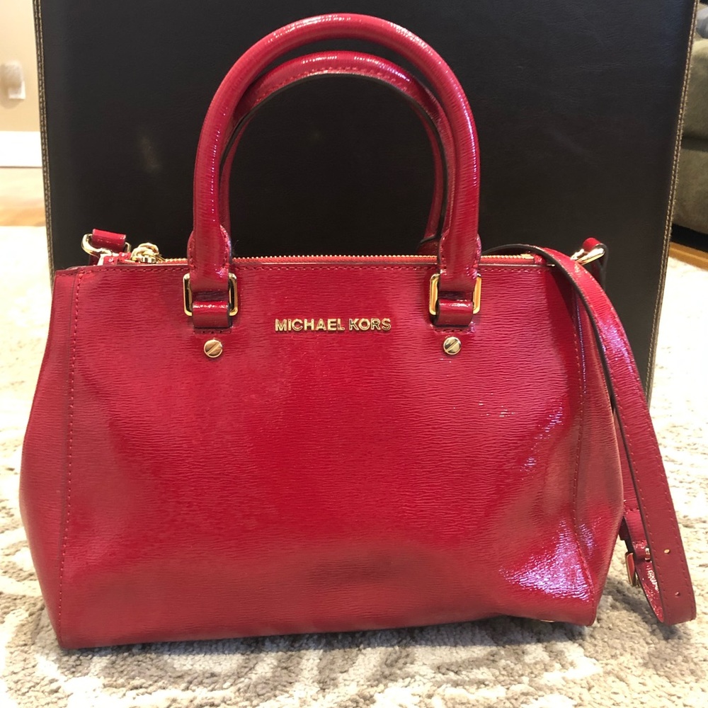 Michael Kors Small Sutton Handbag Red Patent